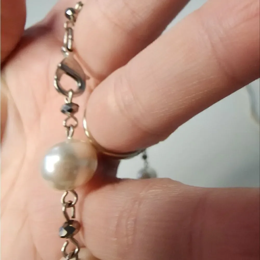Bracelet Faux Pearl Rhinestones Accents See Photo For Measurement